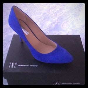 New INC indigo suede pumps, 3 inch heels